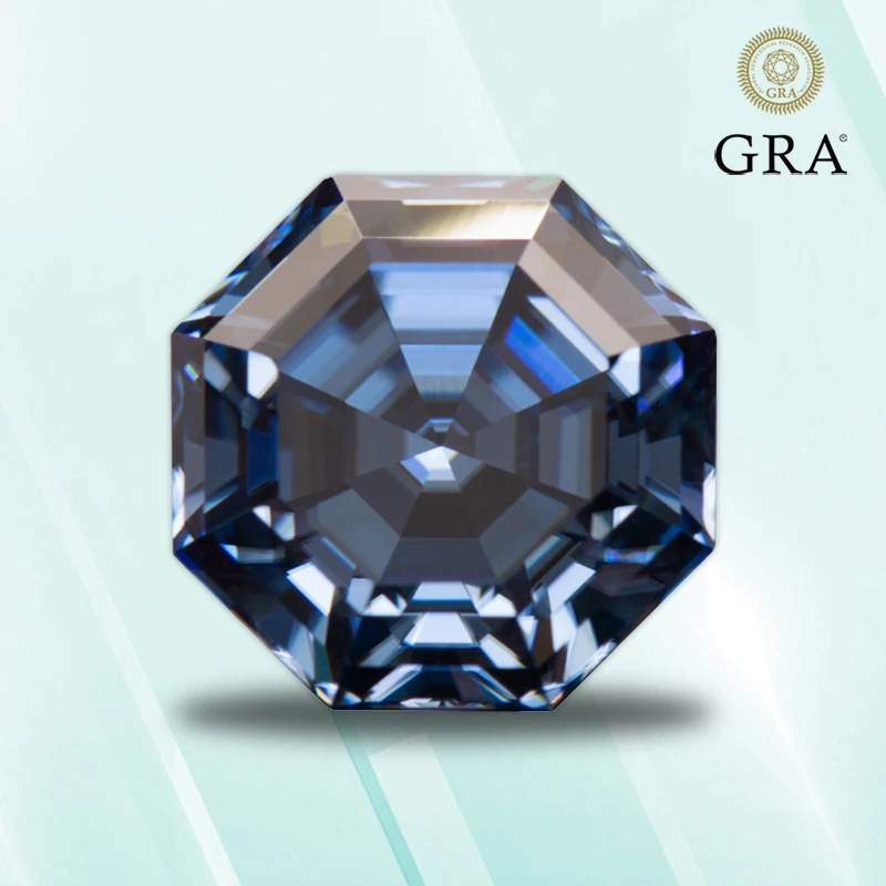 

Moissanite Stone Royal Blue Primary Colour Octagonal cutting Lab Grown Gemstones with GRA Certificate Jewelry Making Materials