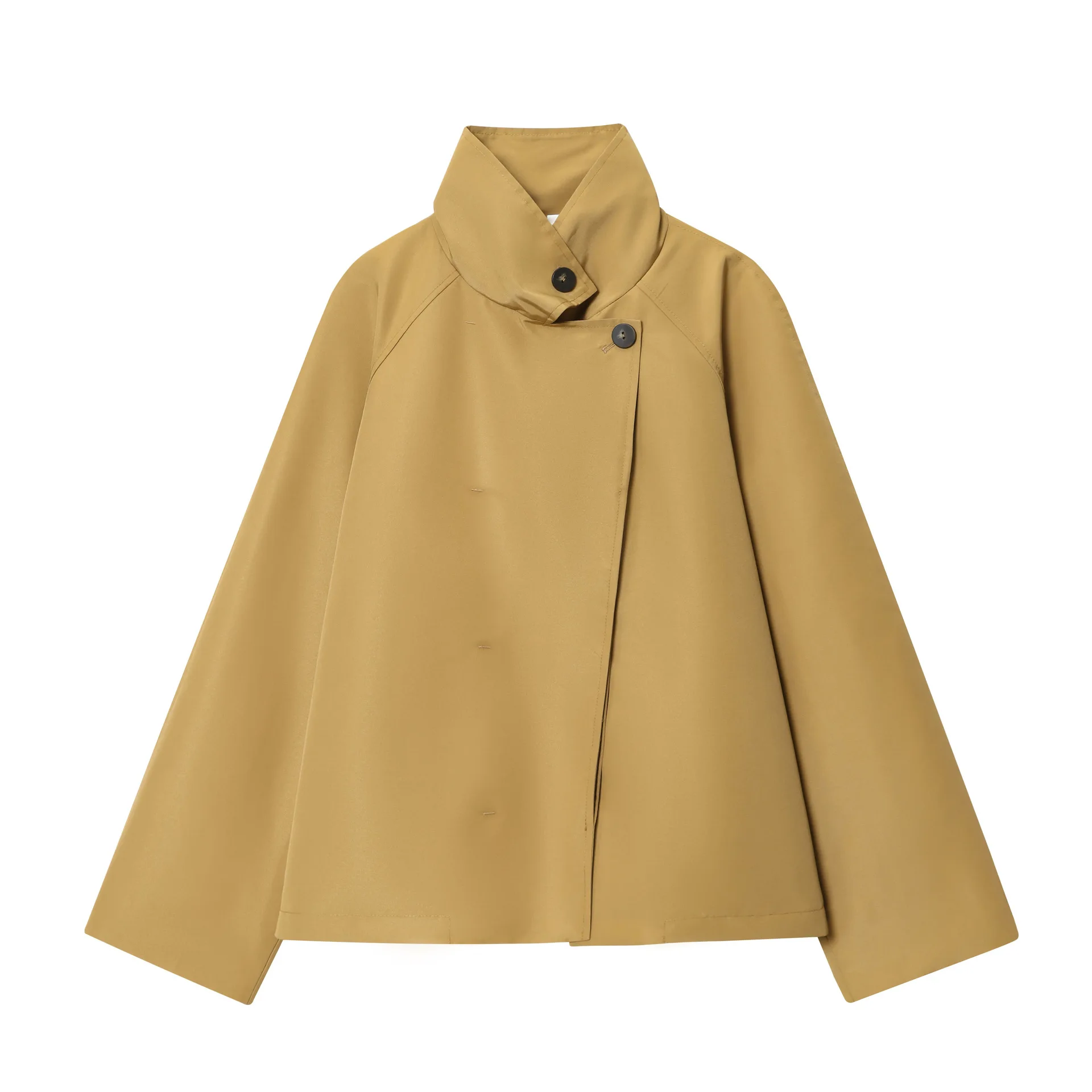 Nueva moda Otoño/Invierno Casual manga larga cuello alto un solo pecho Color sólido suelta ajuste gabardina prendas de vestir exteriores