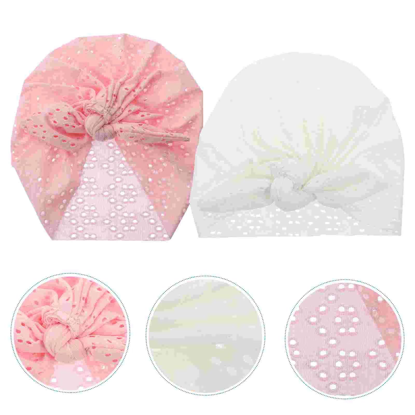 

2 Pcs Ear Indian Hats Premium Polyester Baby Headgears Spring Autumn Adorable Breathable Hollow Out Newborn Caps No