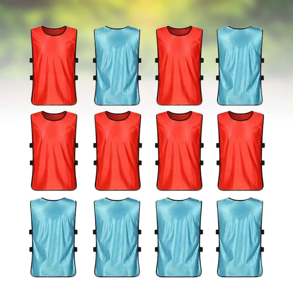 เสื้อกั๊กฝึกซ้อมเด็ก 12 ชิ้น ผ้าโพลีเอสเตอร์ตาข่ายน้ำหนักเบา สำหรับฤดูร้อน เสื้อแขนกุดเด็ก แห้งเร็ว นุ่ม สำหรับกีฬาบาสเกตบอล