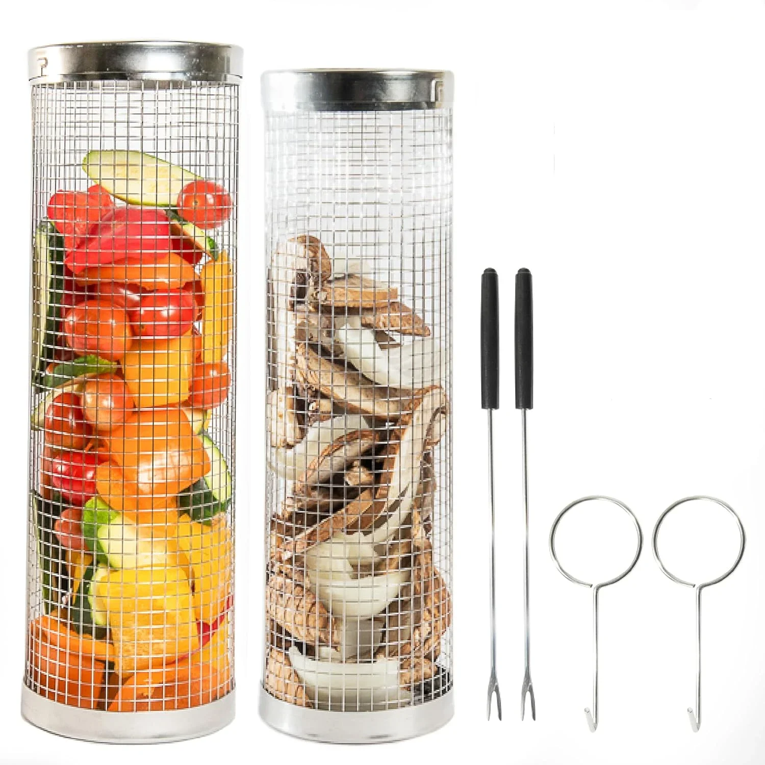 Edelstahl-Grill käfig, Grill-Grill kochgeschirr für Gemüse Garnelen Hühner schinken und Wurst,