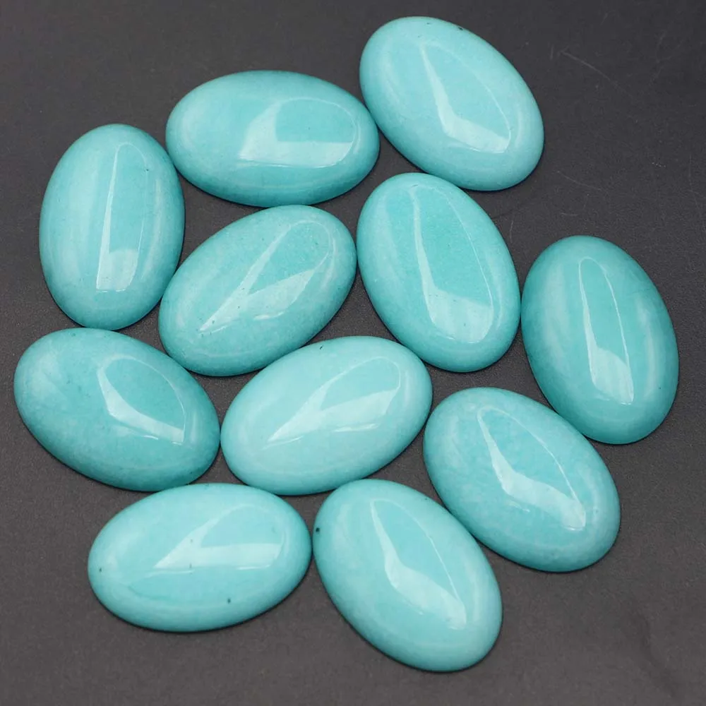 30x20mm Synthesis Stone Oval Sea Blue Cabochon Setting Beads Fit Pendant Ring Earring Jewelry 12Pcs Wholesale Free Shipping