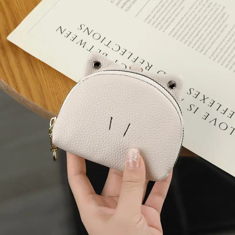 Kleine Geldbörse aus Kunstleder mit niedlichem Katzenohren-Design, robuster Reißverschluss, ideal für den täglichen Gebrauch, zum Aufbewahren von Münzen, Lippenstift und kleinen Accessoires. – Detail 10