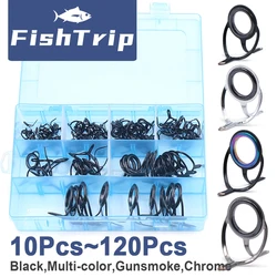 FishTrip Fishing Rod Guides Repair Kit Double Foot Guide Stainless Steel Frame for Spinning/Casting Rod Building Replacement