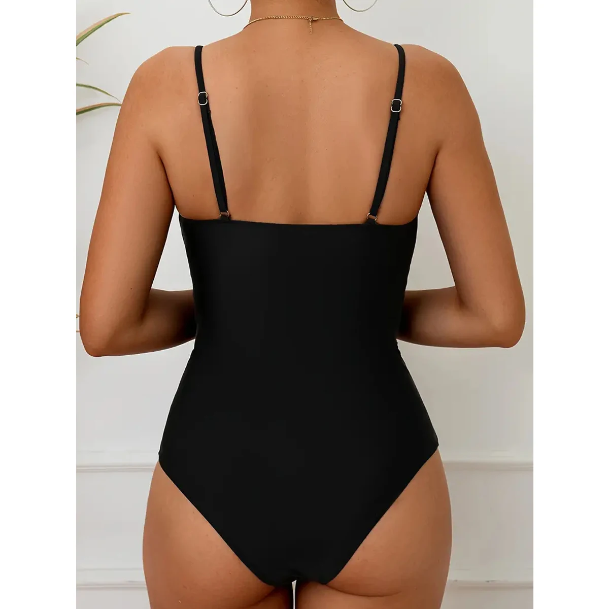 One Piece Sexy Deep V-Neck Swimwear 2024 Women Shoulder Strap Swimsuit Female Bathers Bathing Swim Bodysuit Summer Beachwear