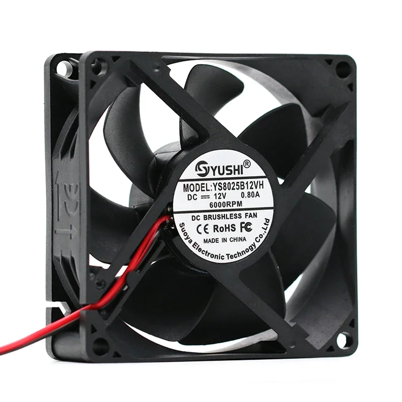 DC 12V 24V ลมสูงพิเศษความจุ 80x80x25 มม.80 มม.อุณหภูมิควบคุมเดสก์ท็อปแชสซี Server แปลงความถี่พัดลมระบายความร้อน