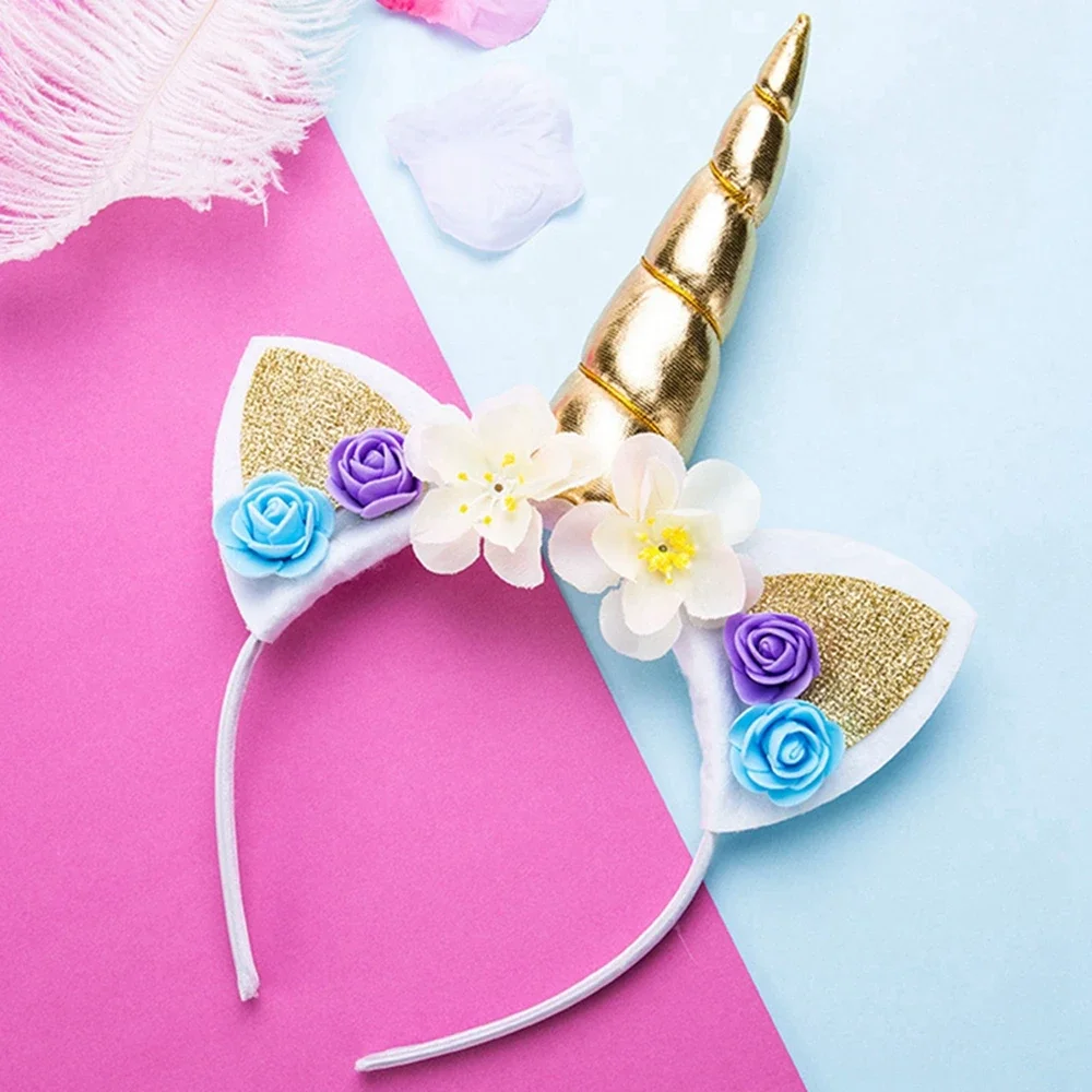 New Girls Cute Unicorn Flower Cat Ears Headbands Children Headwear Photo Props Party Hair Hoop Hairbands Kids Hair Accessories