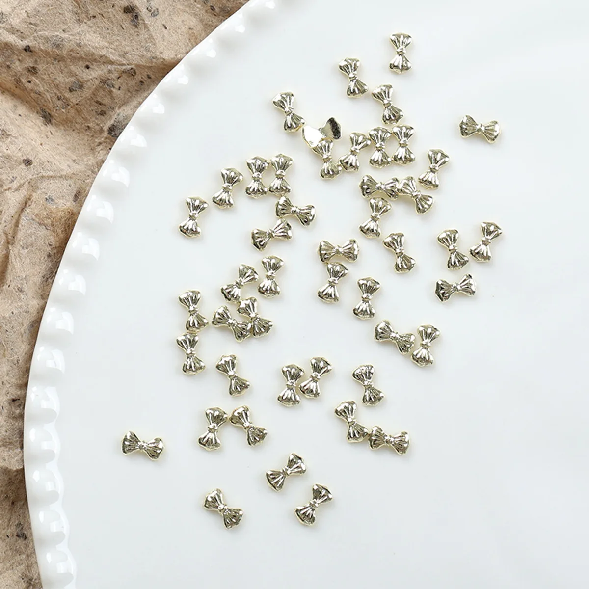 20 pçs mini 3d prata ouro metal laço arte do prego encantos acessórios peças para decoração de unhas manicure decoração suprimentos material