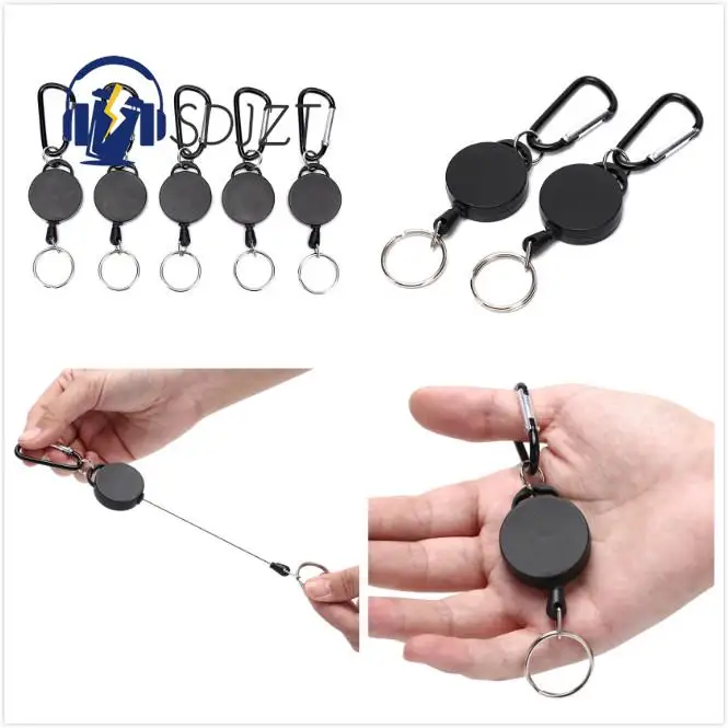 Anti-Lost Keychain Multifunctional Retractable Keychain Buckle Recoil Ring Pull Clip Keyring Outdoor