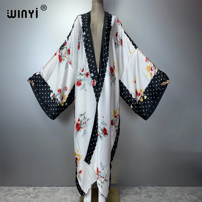 Winyi boêmio quimono moda kaftan beachwear cardigan sexy vestido de noite abaya dubai luxo cover-ups roupas de praia feminino