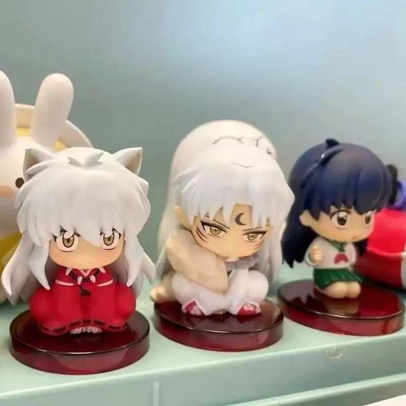 Japanese Anime Inuyasha Figure Higurashi Kagome Miroku Sesshoumaru Q-Version Pvc Model Collection Desktop Car Decorate Toys Gift