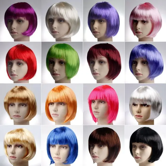 Peruka Bob Pretty Women Short Bob Wigs Natural Fashion Halloween Cosplay Anime Wigs Cute Colored Synthetic Daily Party Xmas Wig