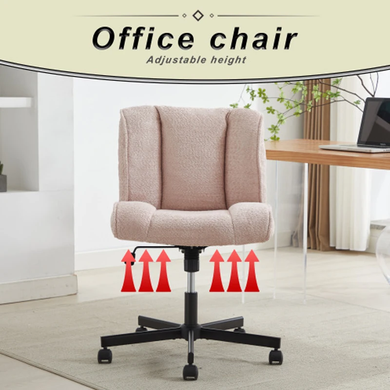 Armless Desk Chairs with Wheels Office Chair Vanity Chair with Technical Cloth Adjustable Swivel Computer Task Chairs for Home B