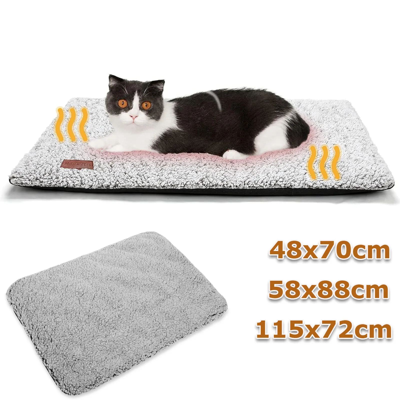 Self Warming Cat Bed Self Heating Cat Dog Mat Extra Warm Thermal Crate Pet Pad For Constant Temperature Detachable Washable Mat