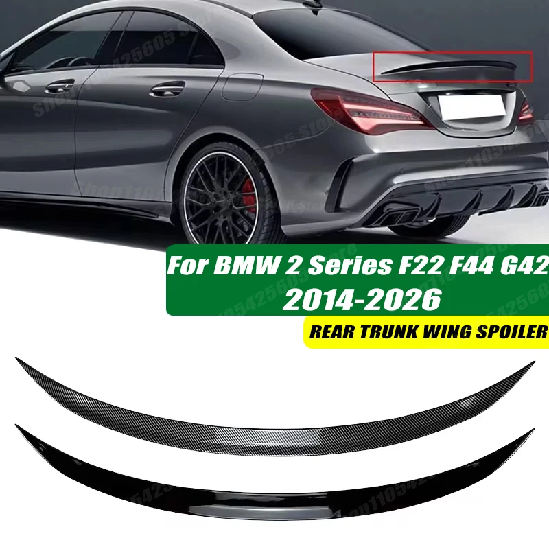 120cm 5D Carbon Look Rear Boot Trunk Spoiler Lip Stick-On Decorative Rear Wing For BMW 2 Series F22 F44 G42 2014-2026