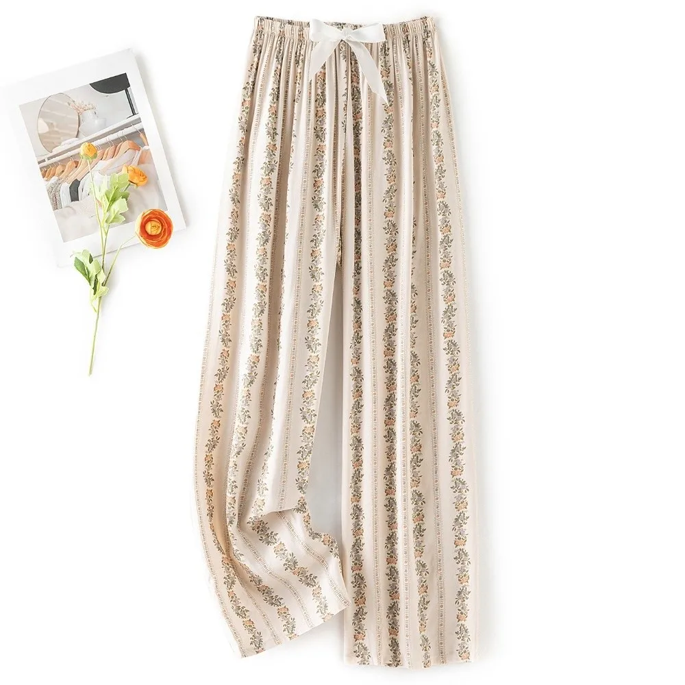 Comfortable Sleepwear Ankle-Length Pants Thin Loungewear Sleeping Trousers Home Pajama Pants Summer