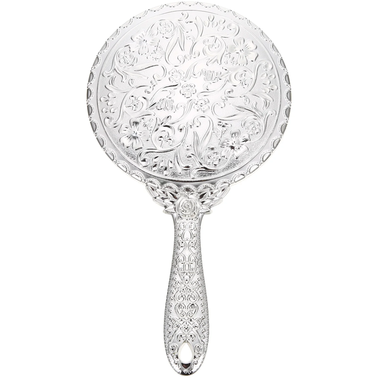 Espejo de mano vintage con diseño de rosa, espejo de maquillaje compacto portátil ABS de primera calidad para viajes, uso diario, accesorio de tocador elegante