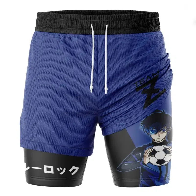 Summer Print Pattern Double-layer Sports Fitness Breathable Casual Men's Shorts