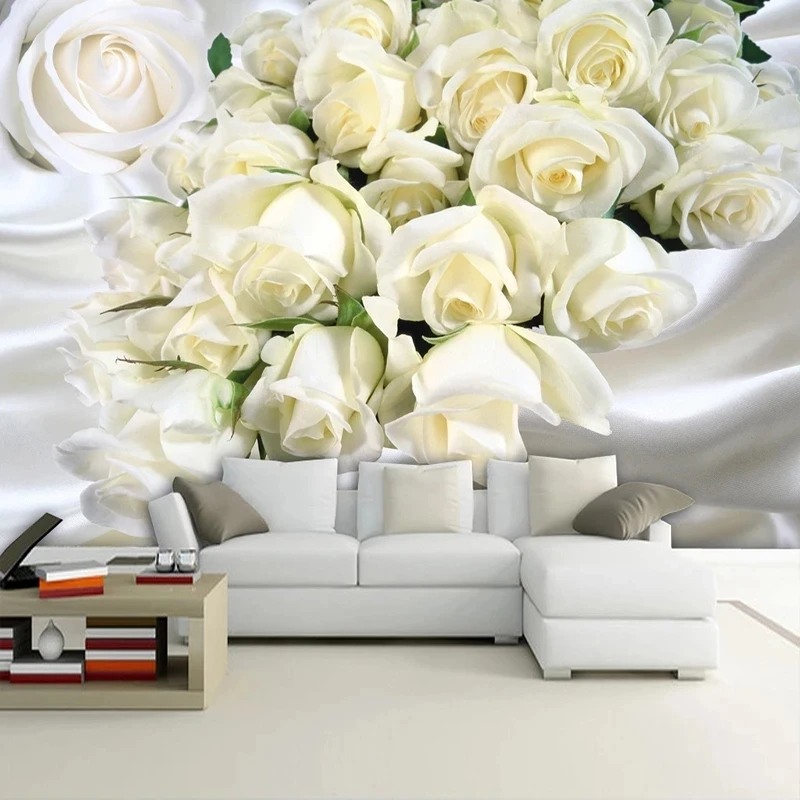 Custom Mural 3d Romantic Rose Flowers Modern Bedroom Wallpaper Living room sofa TV background wall restaurant study Hotel photo