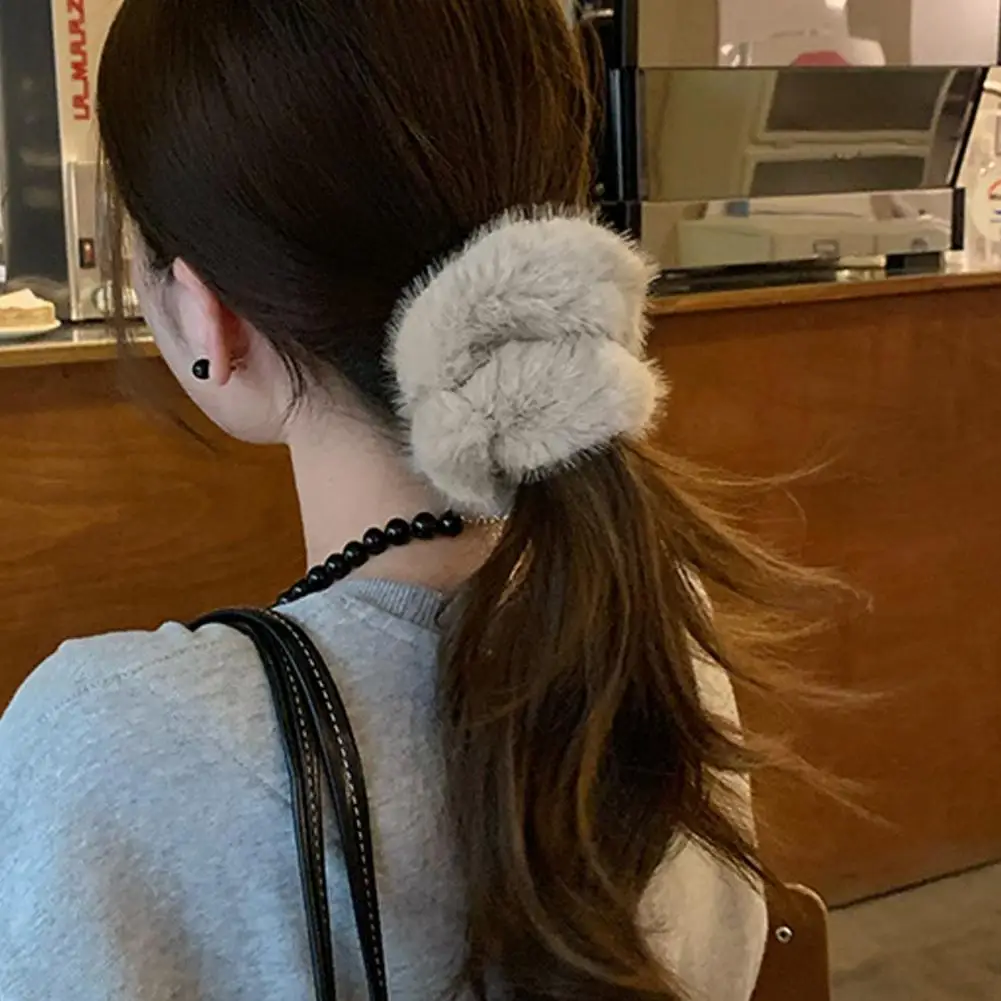 Women Hair Ring Fluffy Plush High Elasticity Anti-slip Ponytail Holder Hair Band Hair Tie Organization Tool Кольцо Для Волос