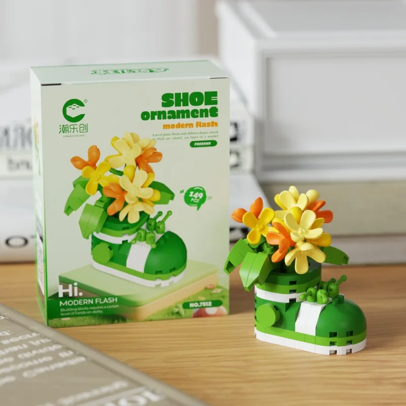 Neues Produkt kreative Mikropartikel Freizeit Baustein Spielzeug Schuhblume Qimeng Serie Desktop-Dekoration Ornamente Geschenk – Detail 13