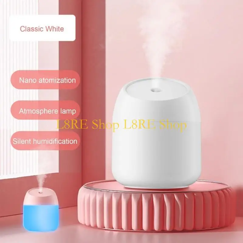 L8RE LED 야간 램프 가습기 250ml 아로마 에센셜 오일 디퓨저 미니 쿨 미스트 가습기 2 안개 모드 미스트 메이커