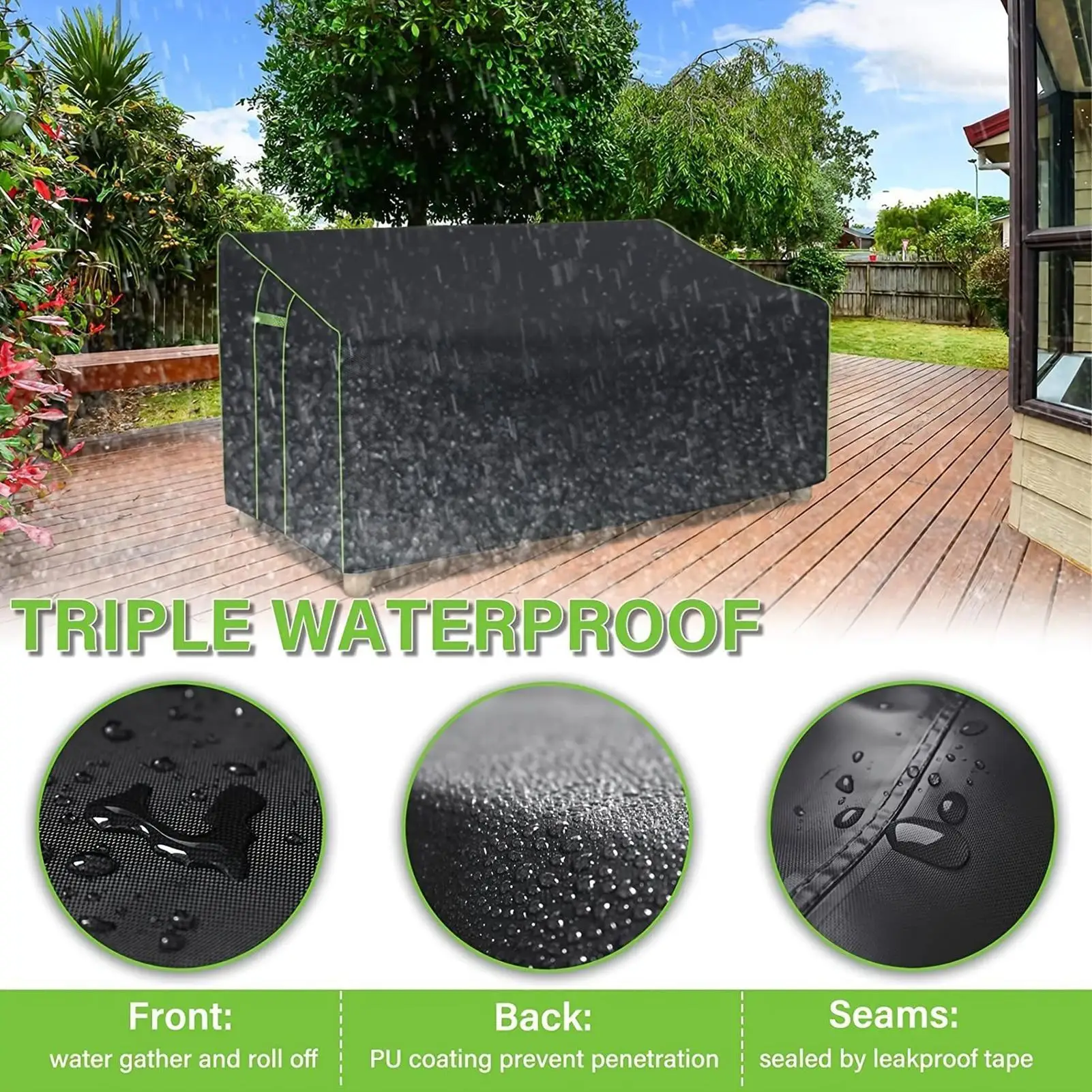 Waterproof Bench Cover All-Weather Dust Protection Heavy-Duty Patio 2-Seater Bench Covers For Garden Yard Lawn Backyard Couch