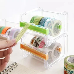 Dispensador de cinta transparente Kawaii Washi, cortador de cinta, organizador de escritorio, papelería coreana, organizador de cinta Washi, cajón, suministros de oficina