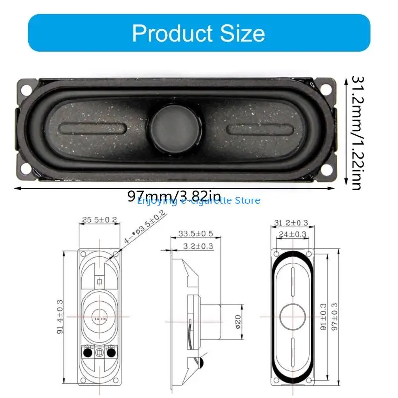 Ovaler Lautsprecher mit internem Magnet, 97 x 31 mm, 4 Ohm, 12 W, mit Metallgehäuse-Upgrades für verbesserte Haltbarkeit und – Detail 6
