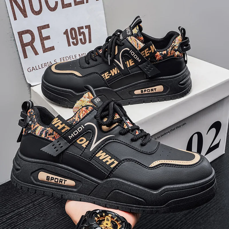 

Men's Spring 2026 Versatile Leather Casual Board Shoes Outdoor Sports Running Shoes New Style Comfortable