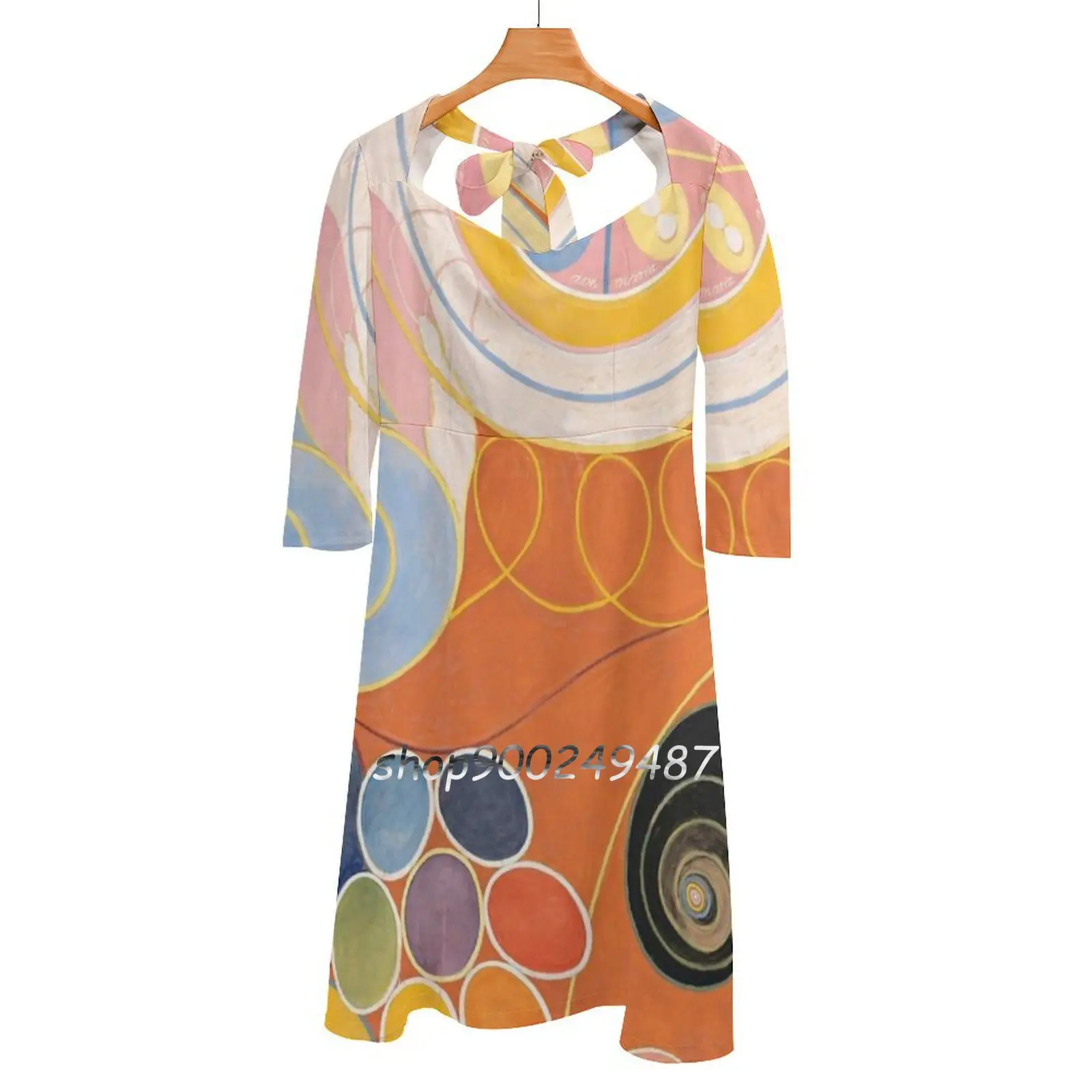 Hilma Af Klint Group Iv No 3 Flare Dress Square Neck Dress Elegant Female Fashion Printed Dress Hilma Af Klint Abstract Art