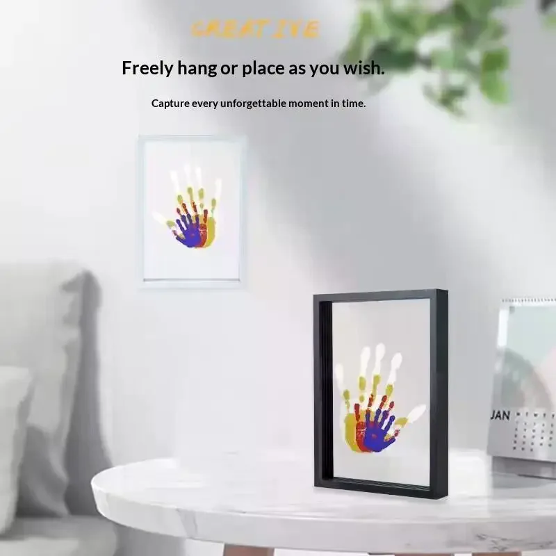 1 Set Family Handprint Photo Frame DIY Wooden Frame Handprint Photo Frame Kit With 6 Paints Pen Eraser Paintbrush Keepsake