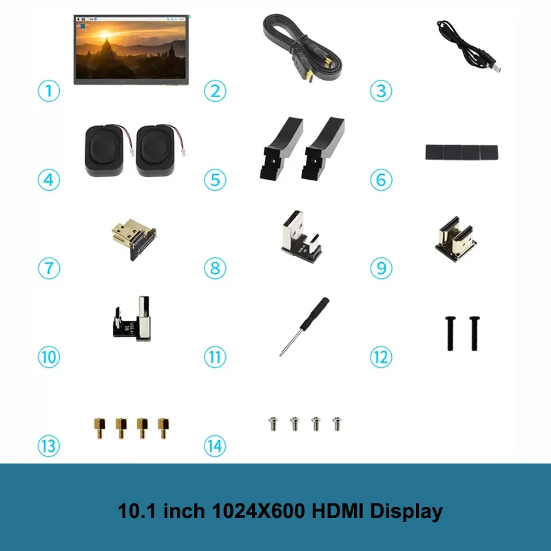 Raspberry Pi 10.1 Inch Touchscreen Monitor 10.1 "1024X600 Ips Hdmi-Compatibel Met Dubbele Luidsprekers Voor Raspberry Pi 3b +/4b/Ps4/Pc