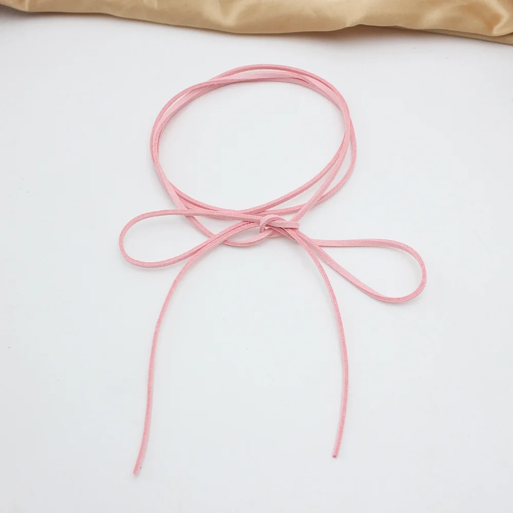 Punk Goth Pink White Velvet Big Bowknot Pendant Chokers Necklace for Women 145cm Bowknot Adjustable Chain Christmas Jewelry