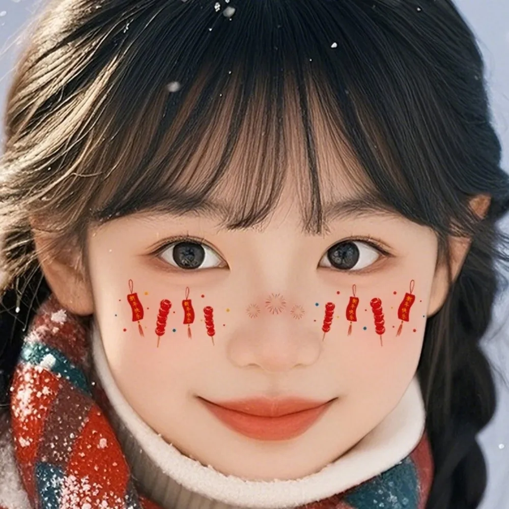 

Водостойкие китайские новогодние наклейки для макияжа, долговечные мультяшные лунные новогодние румяна, одноразовые боди-арт