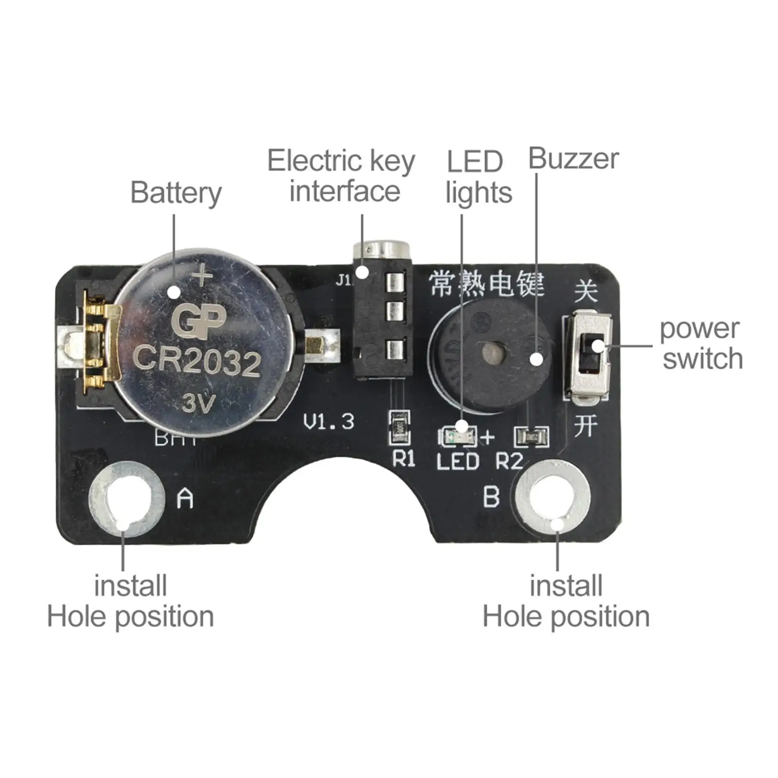 Circuit Board 3.5mm Audio Plug Electric Sound and Light Device for CW Telegraph Training Practice