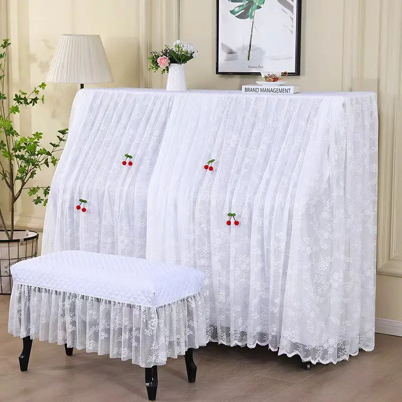 

Nordic High-end Lace Embroidery Pure Color Piano Cover Dustproof Modern Bench Cover Cushion Home Fabric Protection