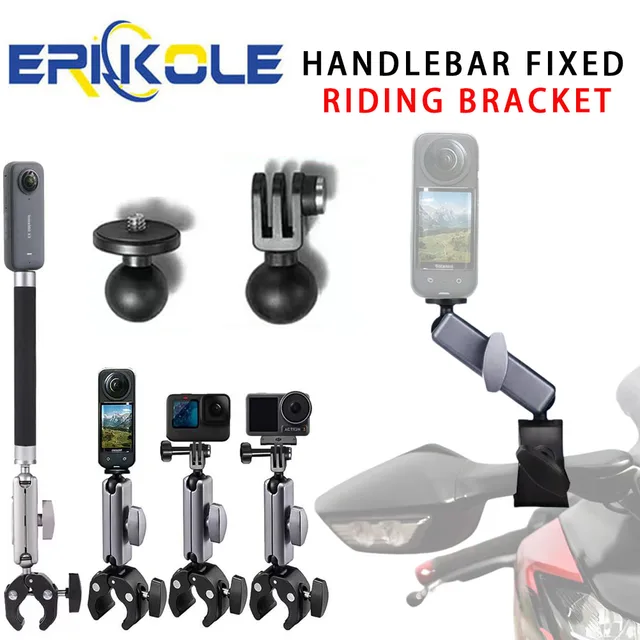 360 °   Kamera motocyklowa uchwyt na kierownicę Selfie Stick rowerowy monopod do GoPro Hero Insta360 X5 Dji Osmo akcesoria do kamery akcji