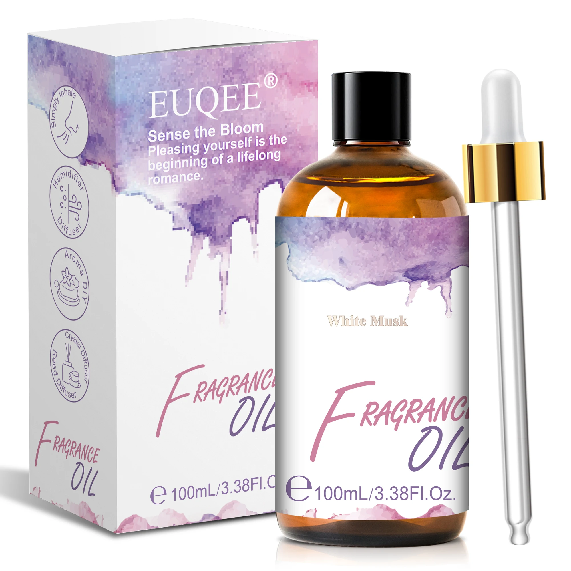 EUQEE 10 مللي 30 مللي 100 مللي مزيج الزيت العطري المسك الأبيض مسحوق الطفل اللوز والفانيليا زيت عطري لصنع الناشر شمعة الصابون