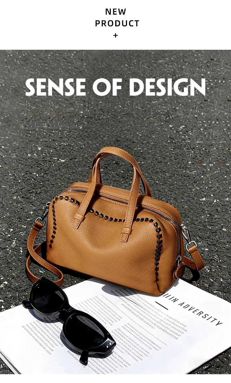 Damen Echtleder Schultertaschen 100% Crossbody Bucket Bag Weibliche Mode Einfarbige Designer Shopper Tote Marken-Trend Handtaschen Bolsas – Detail 5