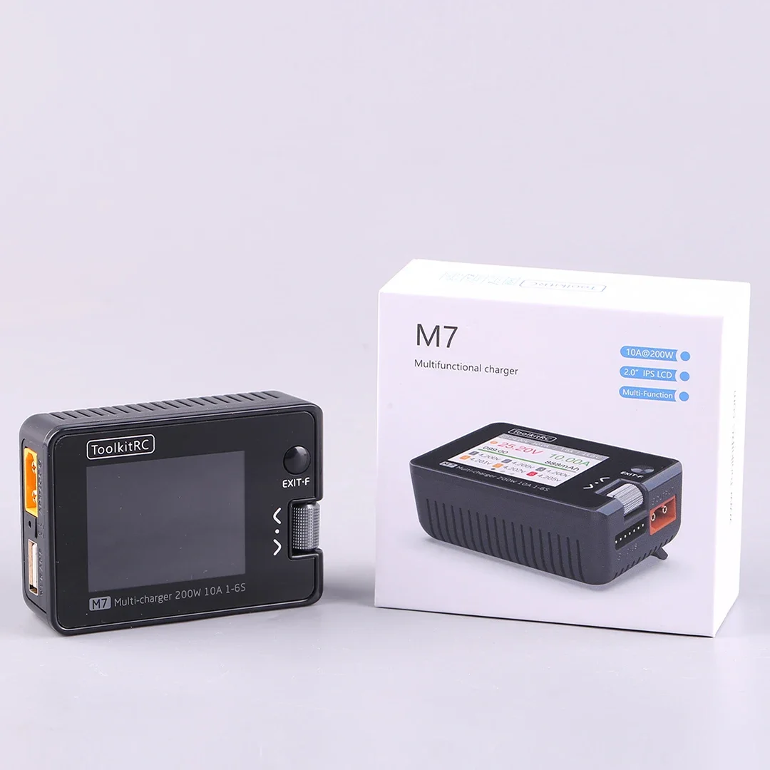RoRuSToolkitRC M7 200W 10A DC Balance Charger Discharger For 1-6S Lipo Battery With Voltage Servo Checker ESC Receiver Signal Te