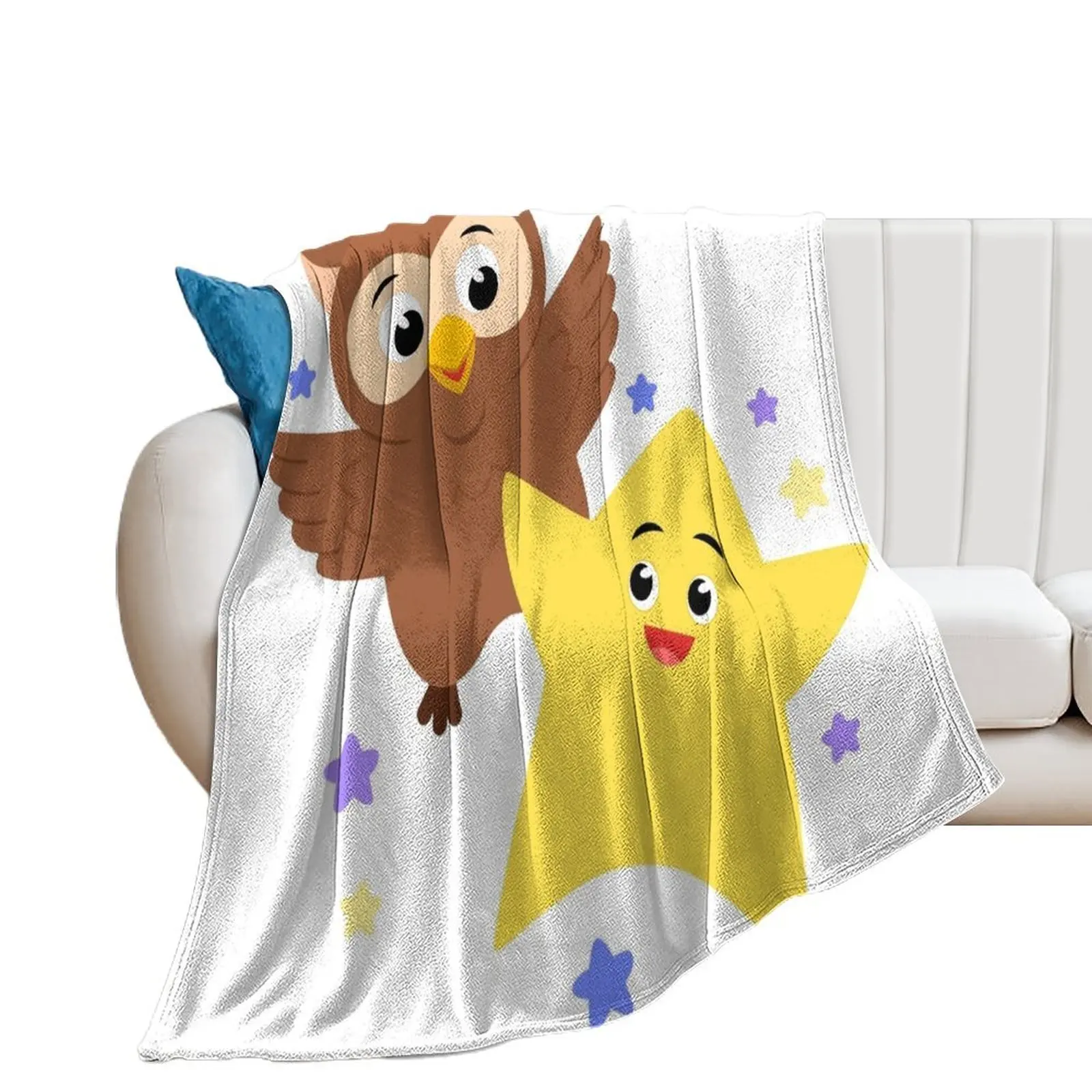 Twinkle Twinkle: Owl & Star Throw Blanket Shaggy Kid'S Blankets