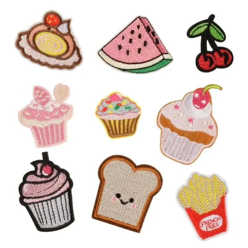 

652F 9PCS Dessert Theme Repair Patches Embroidery Applique Sewing On Patches For Crafting Project Hat and Clothing Decoration