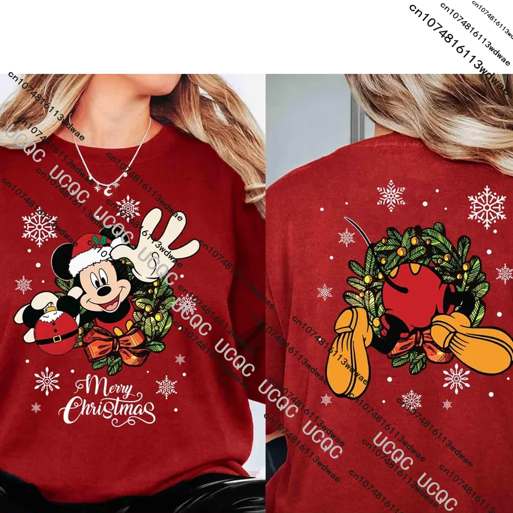 Mickey & Friends Women Christmas Round-Neck Pullover Sweatshirt Disney Christmas Pullover Family Christmas Tops Christmas Gift