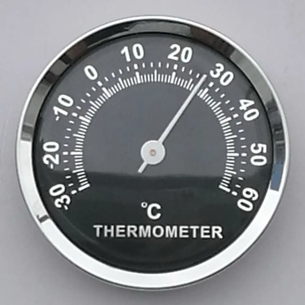 Aluminum Alloy Double-sided Sticker Round Dial Mini Thermometer 58mm Car Temperature Gauge Mechanical Thermometer