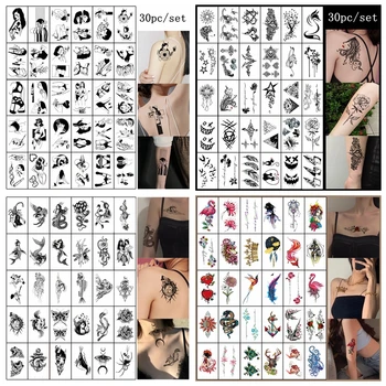30 stück Sexy Figur Totem Faux Tatouage Temporäre Fake Tattoo Frau Tatoo Wasserdicht Temporaire Femme Arm Kleine Frische Aufkleber