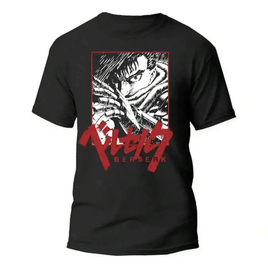 Camiseta de Verano Casual para Hombre, 100% Algodón, Playera Anime Berserk Guts, Impresión Premium, Suave