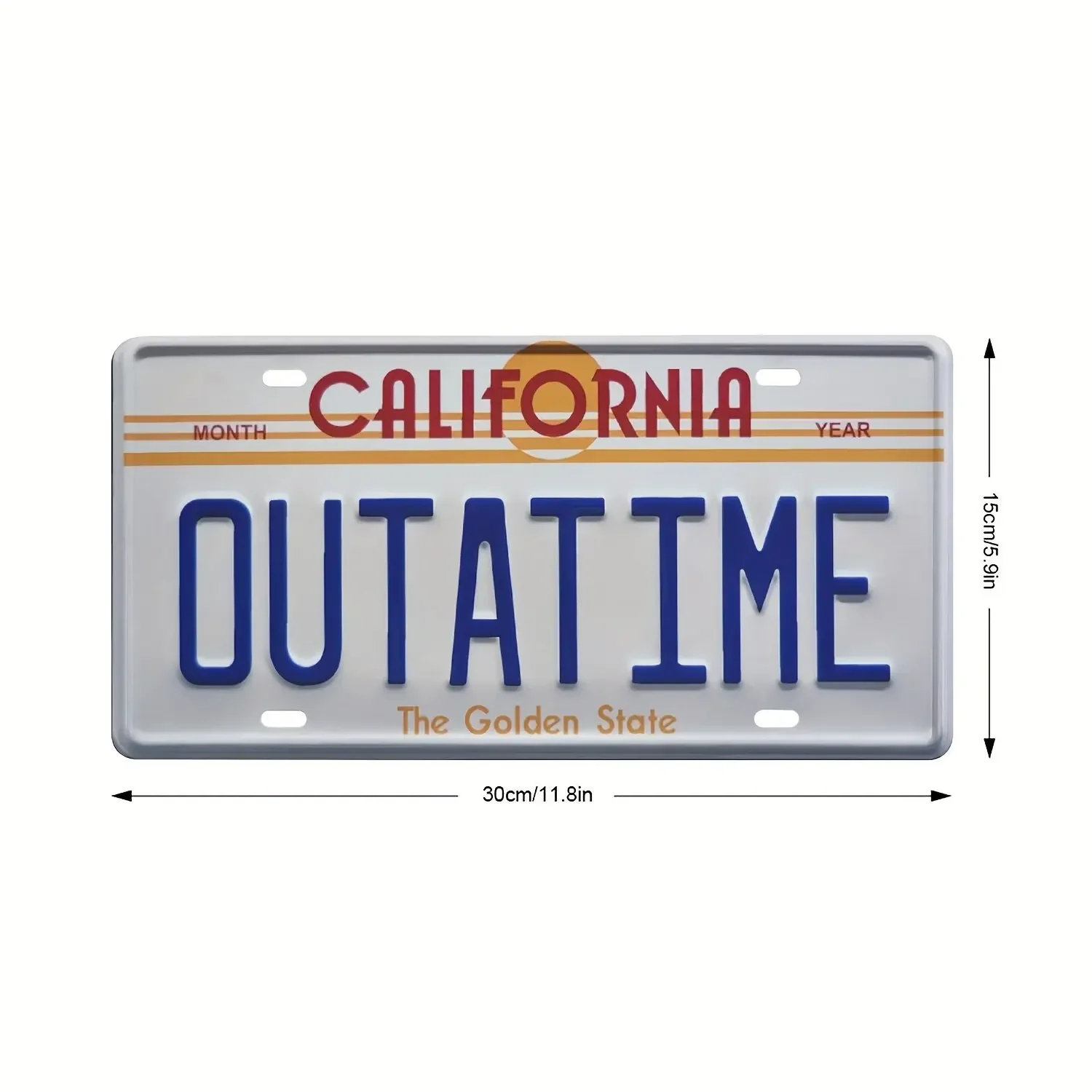 1pcs Outatime Back to The Future License Plate Memorabilia License Plate Replica Delorean Prop Metal Vanity- Metal Sign