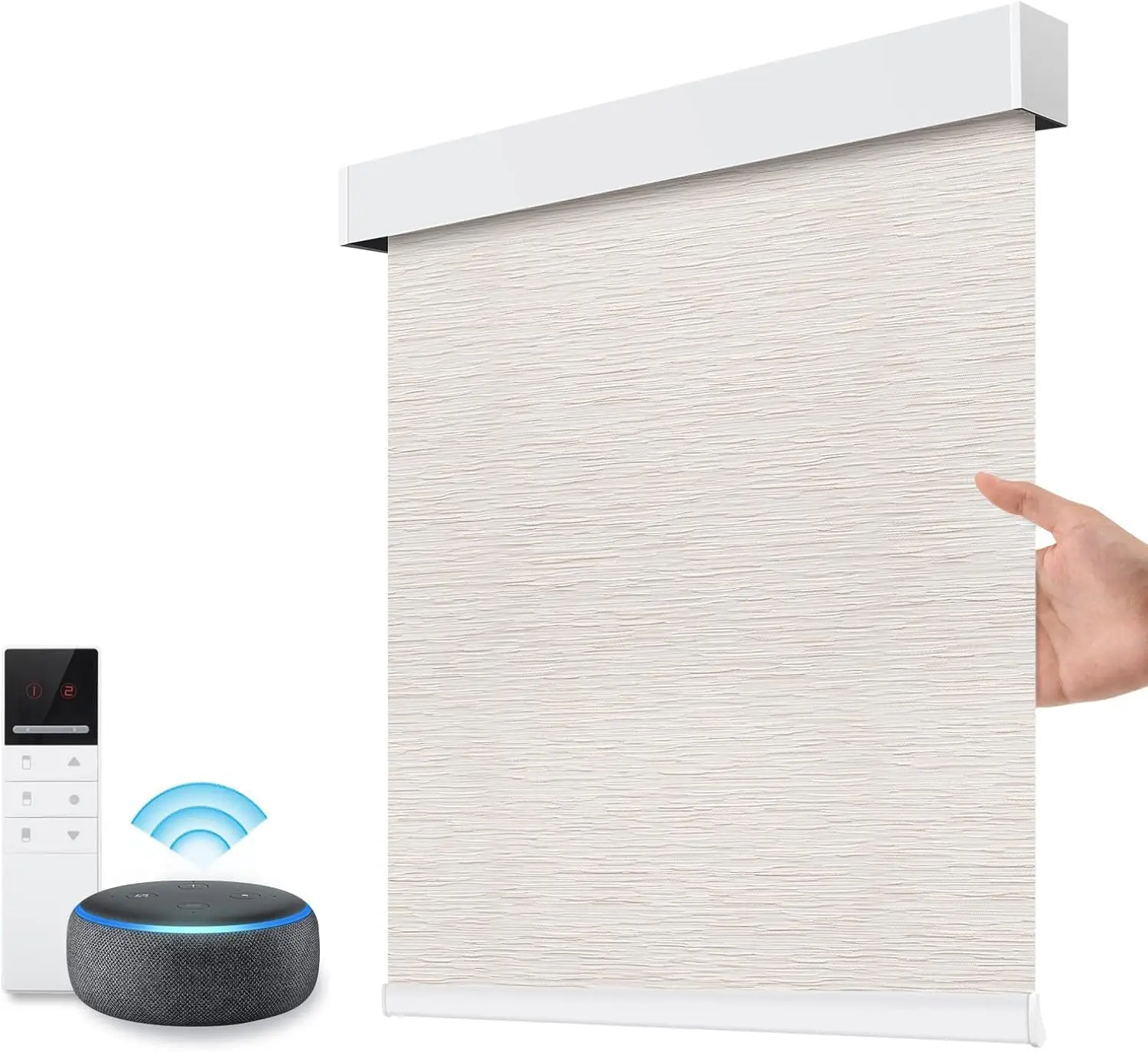 

Custom MadeSunroad Smart Blackout Roller Shades - Child-Safe W/Rechargeable Motor & Valance, Custom Sizes