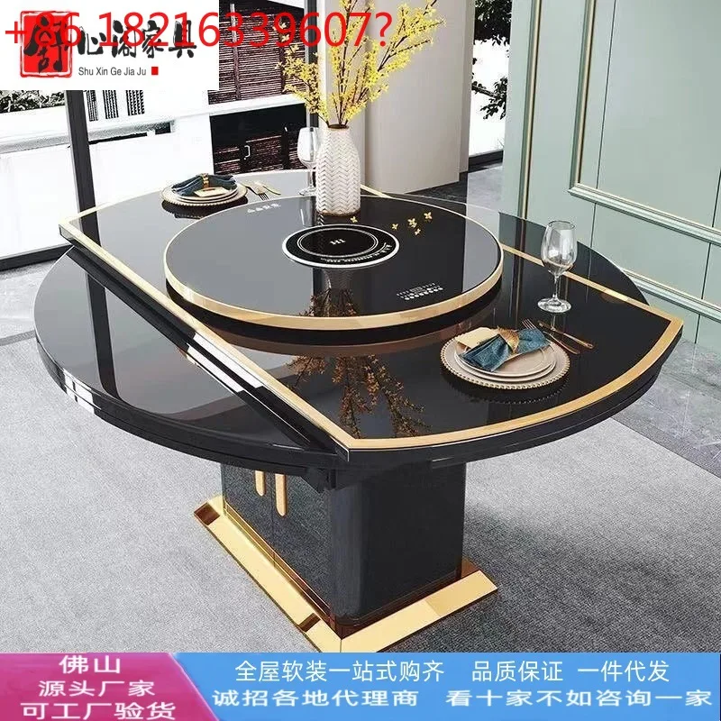 

Бытовой вращающийся обеденный стол, комбинация стола и стула для ресторана с горячим горшком, выдвижной бытовой обеденный стол